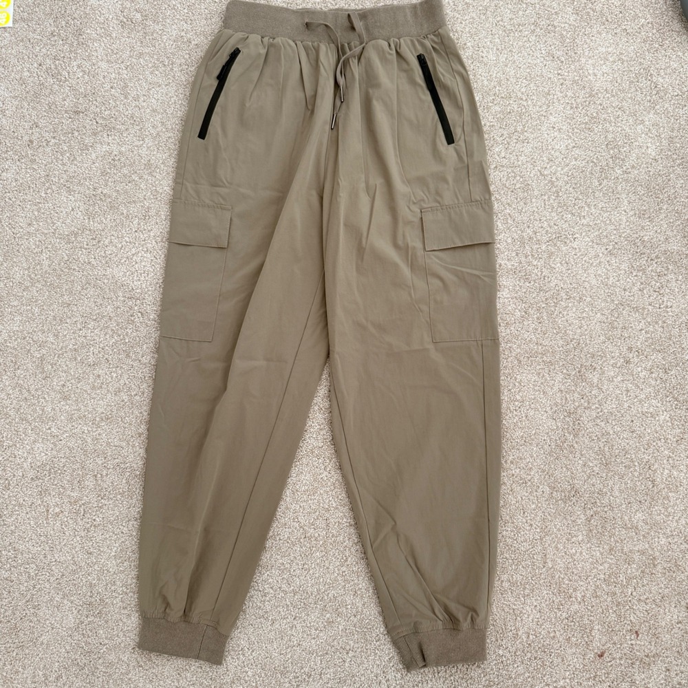 Rosvigor Cargo Joggers Womens Medium Khaki Brown Nylon Spandex Utility Pants